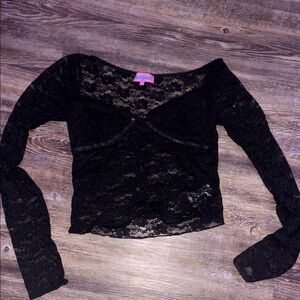 Edikted Black Lace Crop Blouse with Cut Out Details